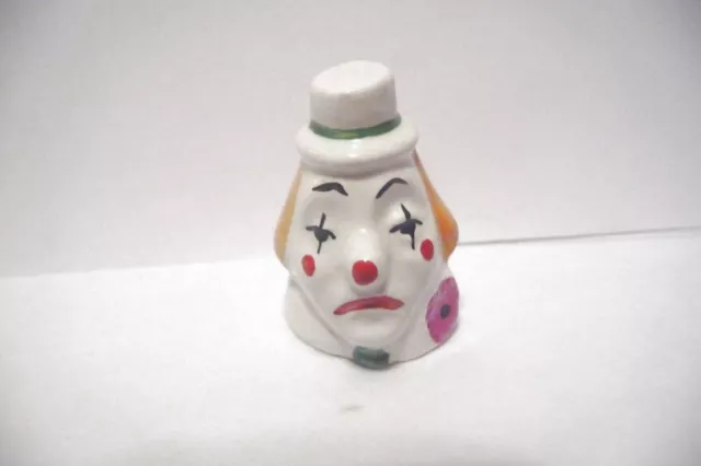 Thimble Vintage Handpainted Character Head Artone Pottery Clown's "Sad Sam" Htf