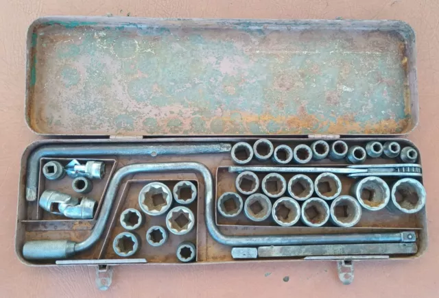 Vintage Indestro/Duro 37 Piece Socket Wrench Set-1930's? 1/2" drive