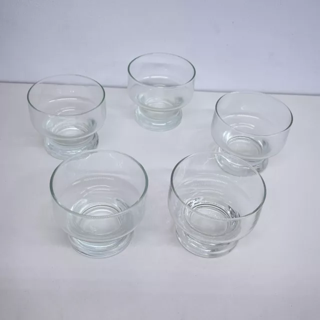 5 X Footed Clear Glass Dessert Bowls :H1