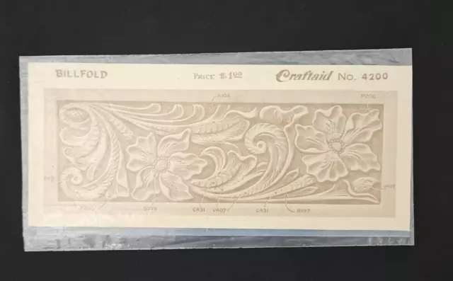 Lot of 2 Vintage CRAFTAID Craftool BILLFOLD PATTERNS Leather Carving  Templates