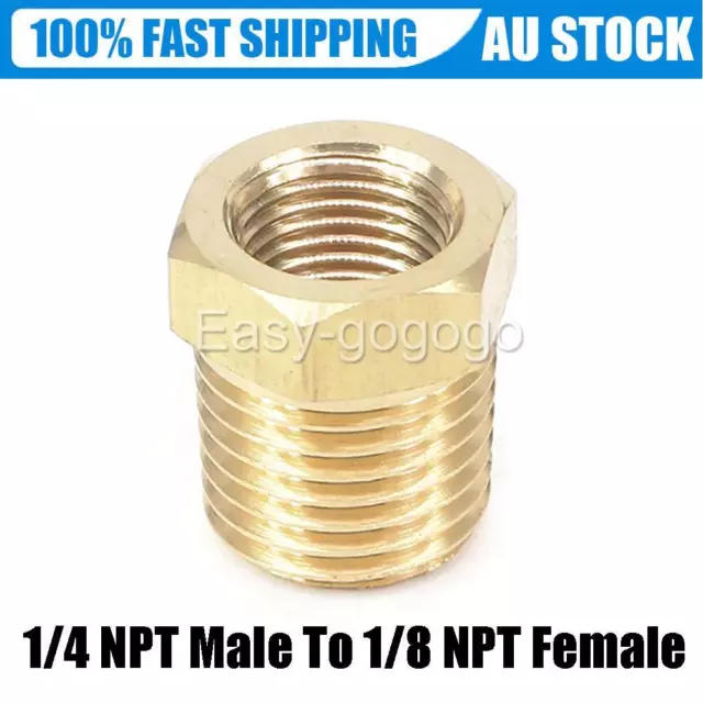 Brass 1/4" NPT Male To 1/8" NPT Female Pipe Reducer Threaded Adapter Fitting AUS