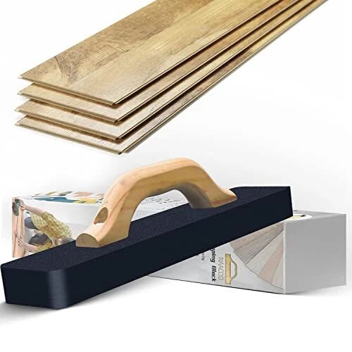 Tapping Block, Vinyl Plank Flooring Tool, Big Wood Handle (15-1/2inch)