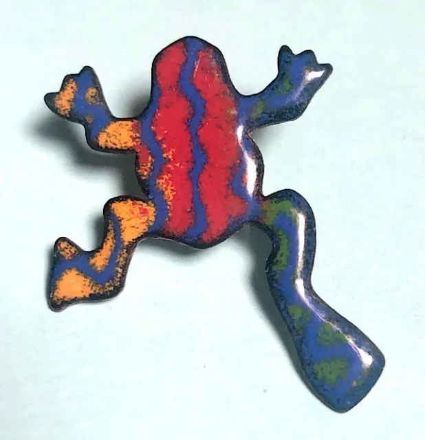 Brightly Colored Tree Frog enameled metal brooch or lapel pin