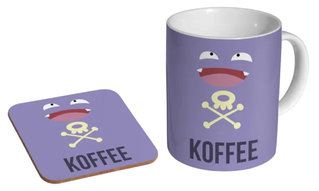 Koffing Koffee Pokemon Funny - Coffee / Tea Mug And Coaster Gift Set