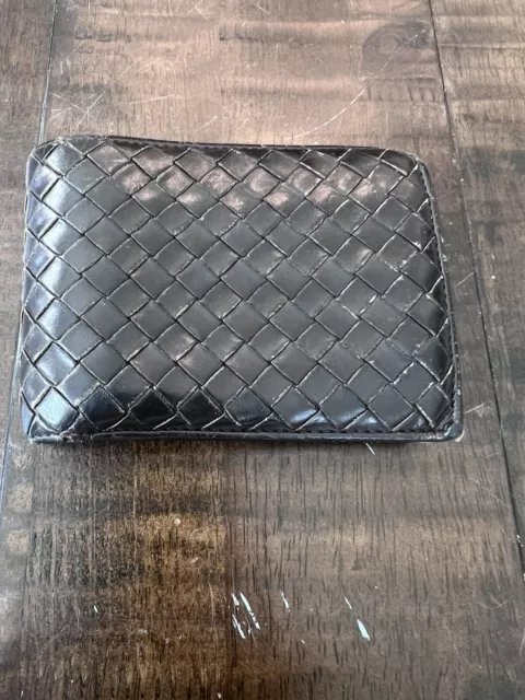 100% Authentic Men’s Bottega Veneta Bifold Wallet Black Leather Made in Italy