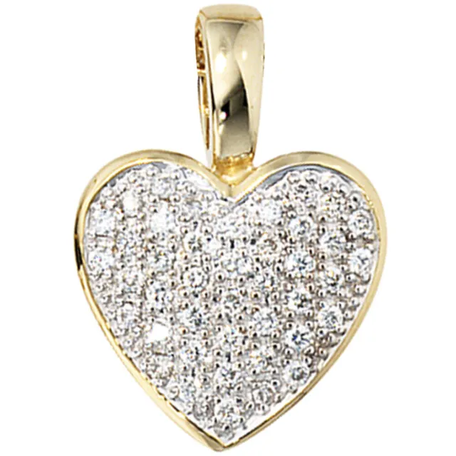 JOBO  "25993" Anhänger Herz 585 Gold Gelbgold 42 Diamanten Brillanten 0,25ct. He