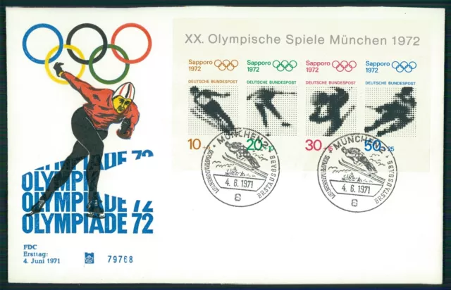 BRD BLOCK 6 OLYMPIA-BLOCK MÜNCHEN 1971 SCHMUCK-FDC "MÜNCHEN" m1468