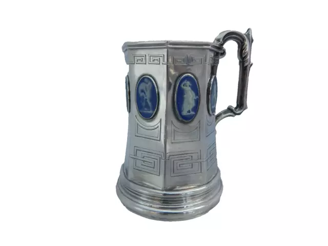 Unusual Early Victorian English Sterling Silver Neoclassical Tankard