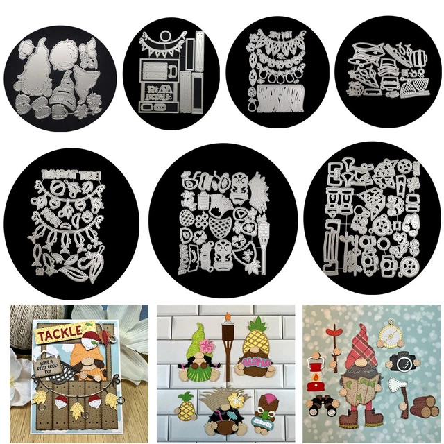 Gnomes Booth Camping Metal Cutting Dies DIY Embossing Cuts Stencils Paper Crafts
