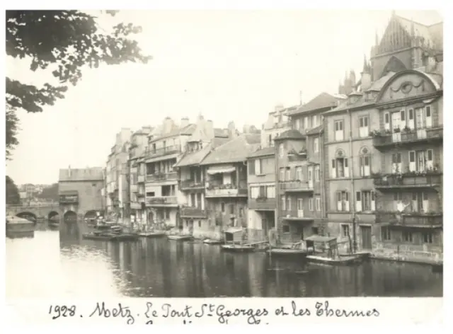 France, Metz, Le Pont St. Georges et les Thermes vintage silver print, Tirag