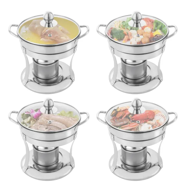 4xChafing Dish Buffet Set Stainless Steel Food Warmer Chafer Complete Set Round