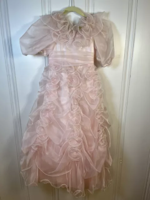 Vintage Bonny Fashions Girls Dress Size 6 Pink 1950s Ruffled Princess *FAST SHIP