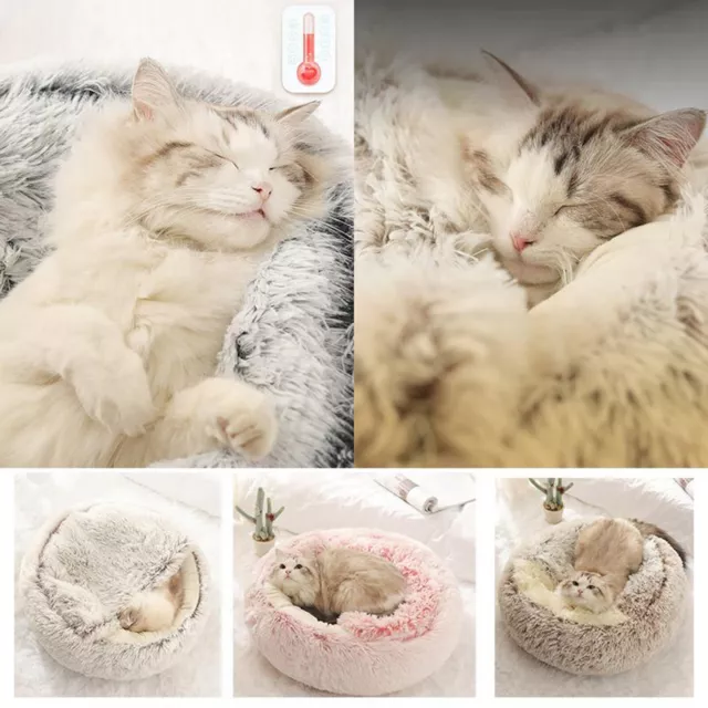 Chien de compagnie pour chat chenil lit apaisant nid rond en peluche chaude