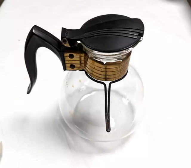 Vintage Cory Clear Glass Coffee Pot Carafe Server Art Deco no stand 8"