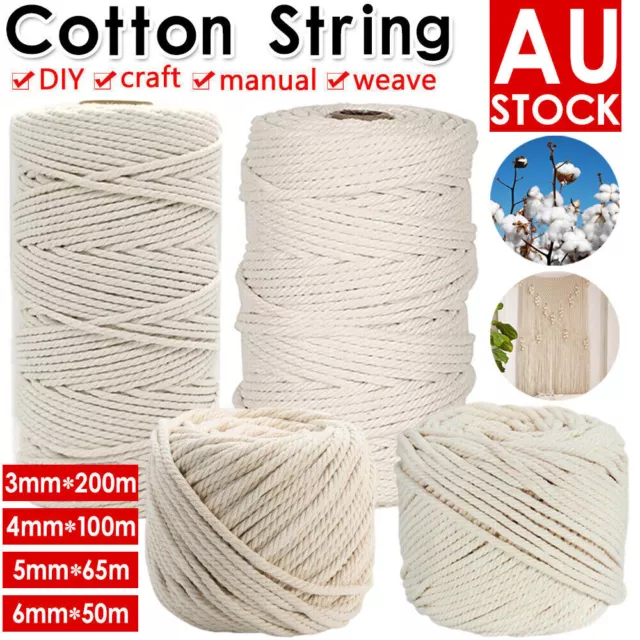 3/4/5/6mm Macrame Cord Natural Cotton Twisted Macrame Rope String DIY Craft  Knitting Making