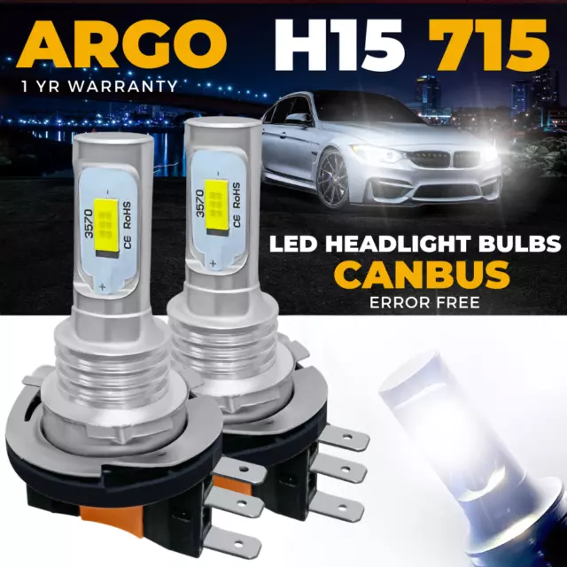 2x H15 Led White 80w Smd Hid Drl High Beam Bulbs Vw Golf Mk6 Mk7 Gtd Bmw Audi