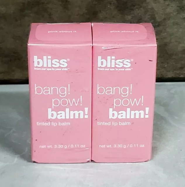 2X Bliss - Bang Pow Tinted Lip Balm - Pink About It - Full Size NIB