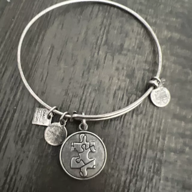 Alex and Ani Charm Bangle Bracelets - Puzzle Piece Autism Awareness,Silver 🧩