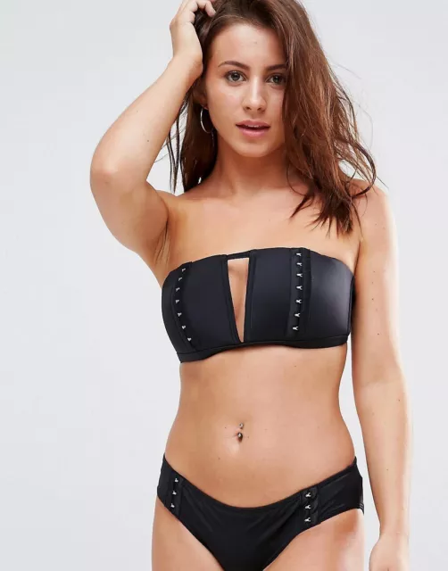 ASOS DESIGN Fuller Bust mix and match moulded supportive bikini top in black