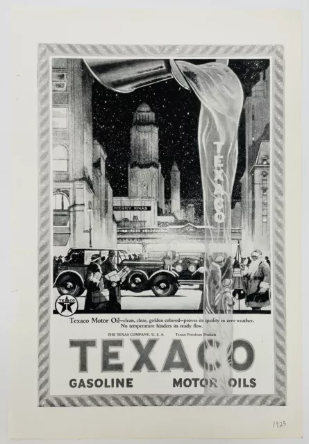 1920s Original Vintage Texaco Motor Oil New York City Art Deco Print Ad S23