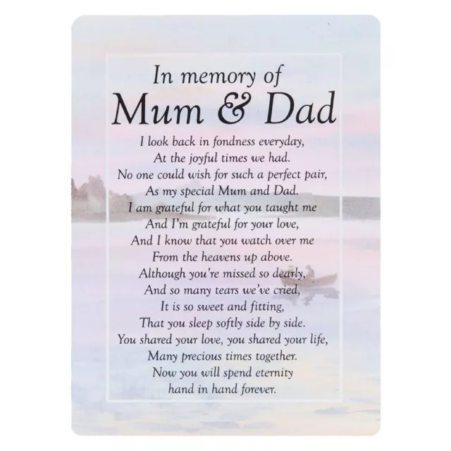 Mum and Dad Sea Memorial Remembrance Verse Plastic Coated Grave Graveside Card