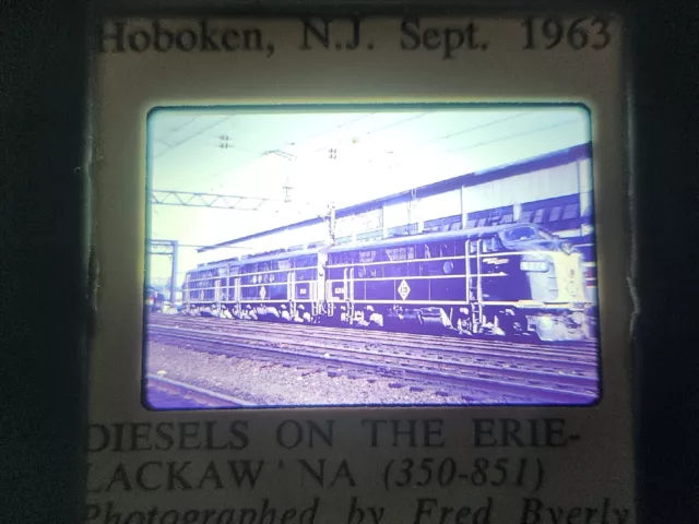Slide VTG RailRoad EL Erie Lackawanna EMD F3, No.6241 Hoboken NJ 1963 duplicate