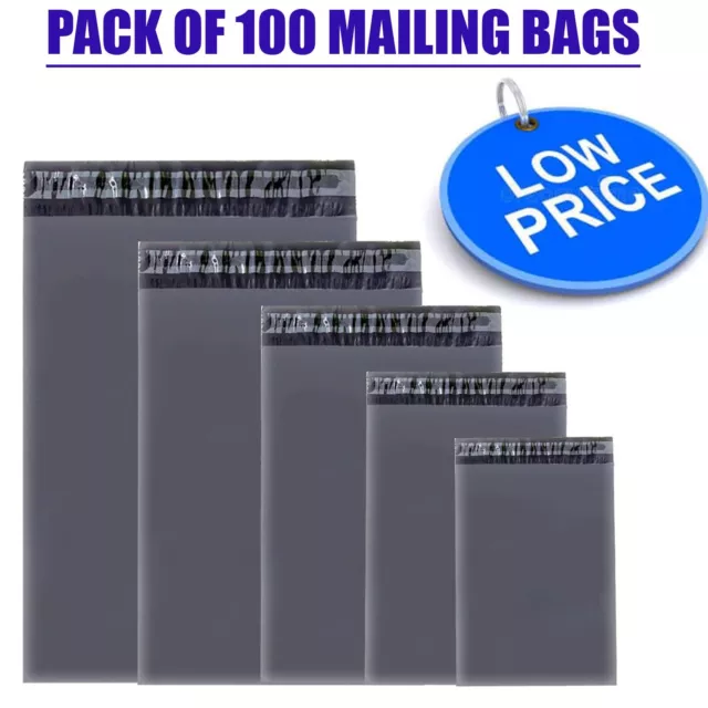 100 Grey Strong Mailing Mixed Bags Plastic Postal Mail Postage Poly