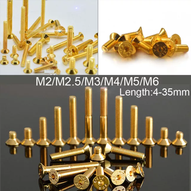 M2 M3 M4 M5 M6 Titanium Ti Plated Gold Allen Screw Countersunk Head Hex Bolts