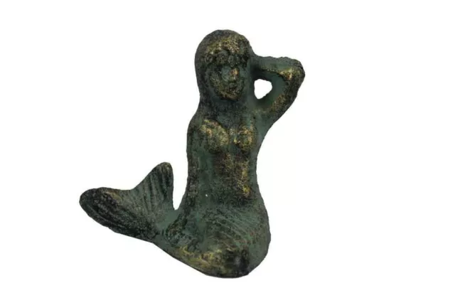 [Pack Of 2] Antique Seaworn Bronze Cast Iron Sitting Mermaid 3""