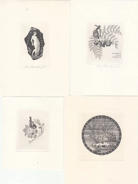 4 Exlibris Bookplate Copperplate Hans Ranzoni 1896-1991 Convolute Lot 3