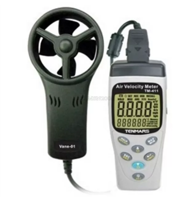 Tenmars TM-412 Anemometer 0.4~45M/S Air Velocity Meter/Temperature 99 Record hy