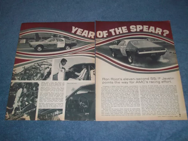 1968 AMC Javelin Vintage Super Stock Drag Car Article "Year of the Spear"