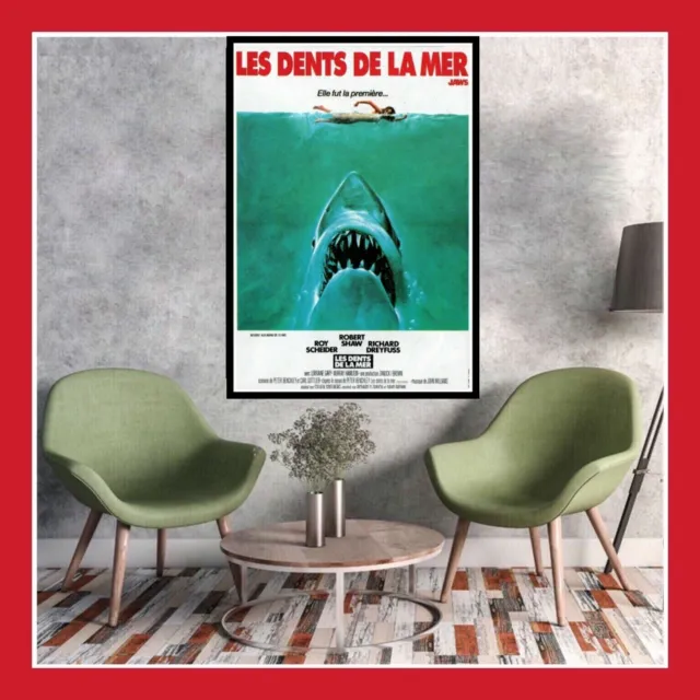 Toile Affiche Cinema Movie Sortie Film Poster Les Dents De La Mer Jaws 1975 Dvd