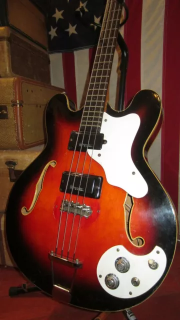 Vintage 1966 Mosrite Celebrity Hollowbody Electric Bass Guitar Short Scale