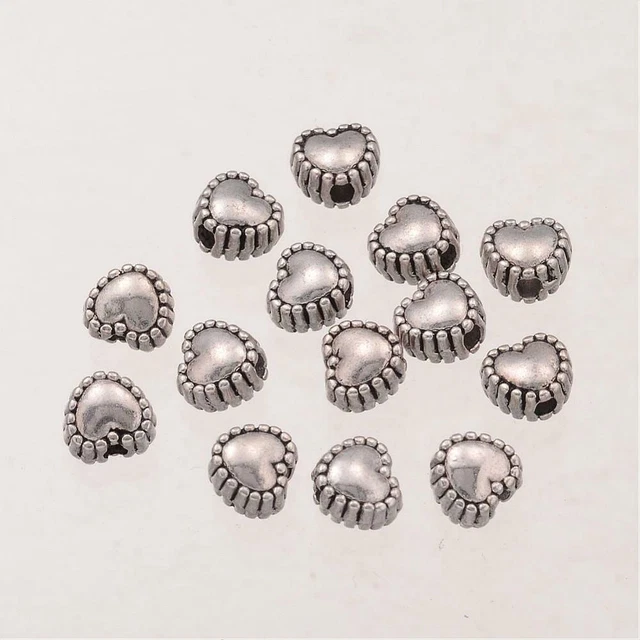 50 Stück Spacer 5,5mm Herz Silber Zwischenperle Perle basteln Schmuck K-1115