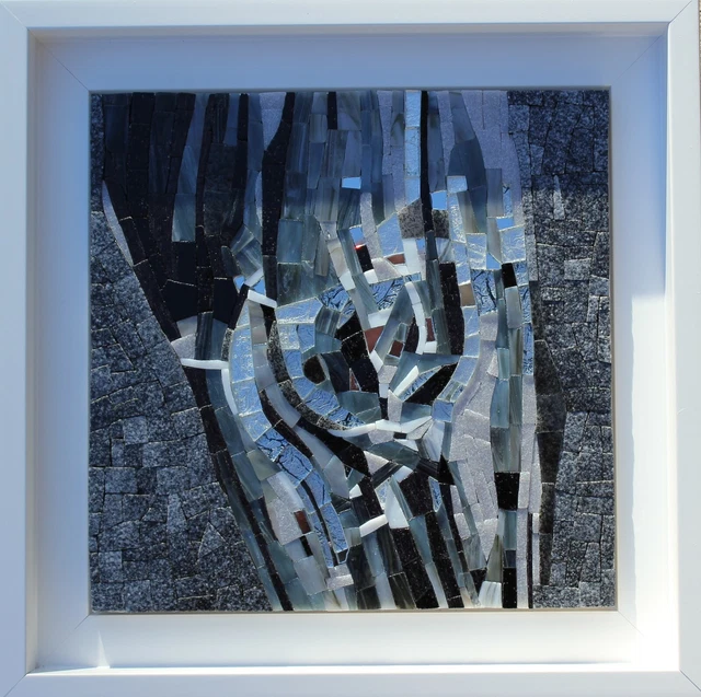 Plaque Miroir En Mosaïque Jazz Saxophone – Art Mural Contemporain Signé, Noir Et Rouge