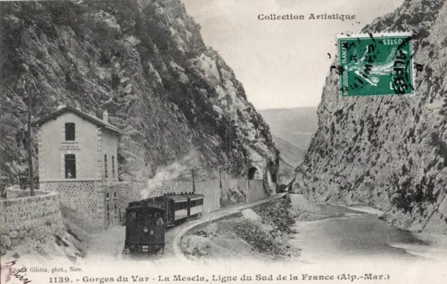 83  Cpa Animee 1909  Gorges Du Var La Mescla Ligne Du Sud De La France