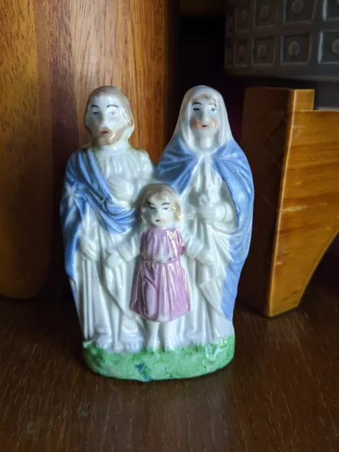 4" German HOLY FAMILY Virgin Mary Ceramic Figurine Madonna & Child VTG Religious