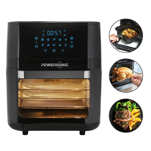 POWERSONIC 12L ROTISSERIE Digital Air Fryer Oven Oil Free Cooking 1800W