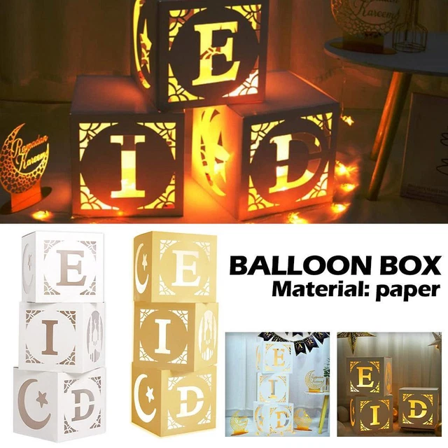 Cajas de Decoración Eid Ramadán Globos BlacGold para Eid Mubarak Ramadán Fiesta/