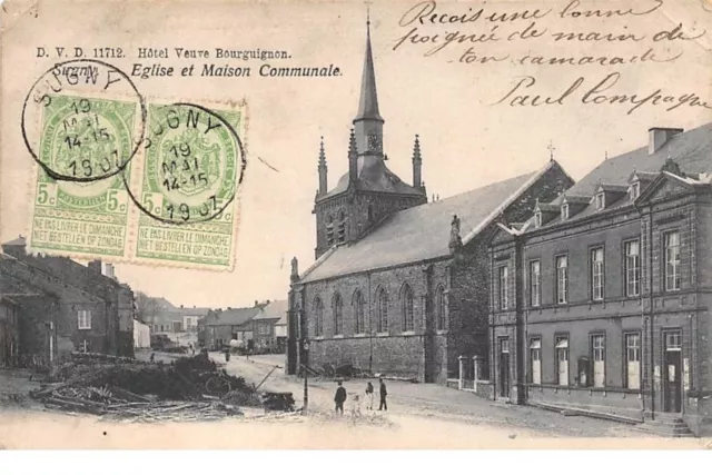 Belgique - n°61232 - Hôtel Veuve Bourguignon SIRGNY - Eglise et Maison Commu