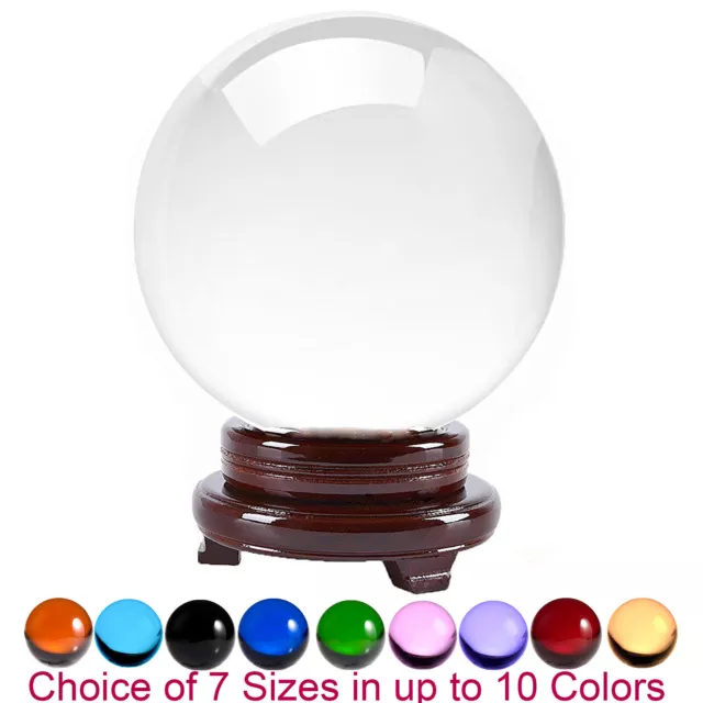 Amlong Crystal Meditation Divination Sphere Crystal Ball with Wood Stand