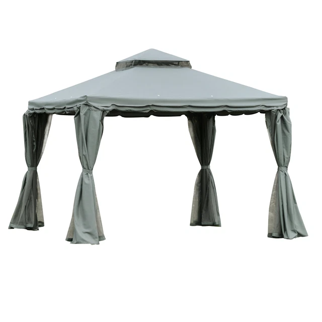 Gartenpavillon Pavillon Partyzelt Gartenzelt mit 4 x Seitenwand 3 x 3 m Grau