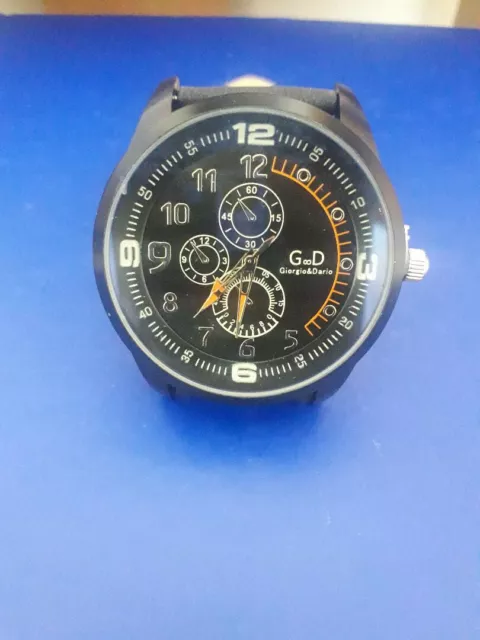 GIORGIO DARIO watch black and orange strap blue and dark face 03