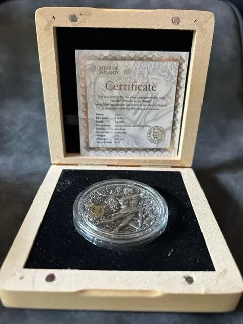 APOLLO God of the Sun Gods 2 Oz Silver Coin 2$ Niue 2020