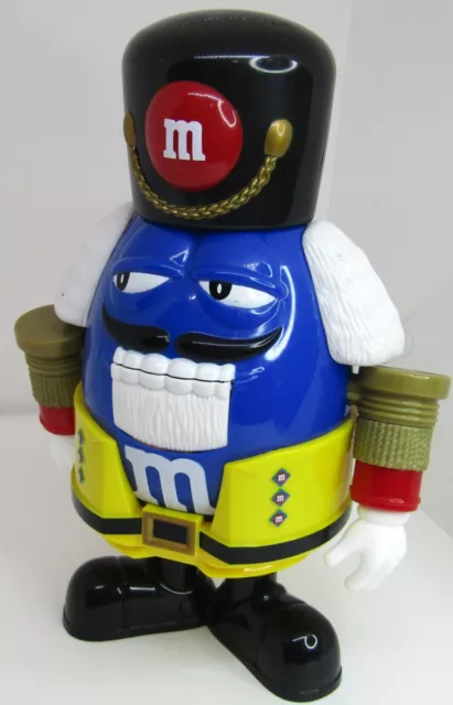 M&M Candy Dispenser Toy Soldier Nutcracker Blue Christmas Vintage Peanut