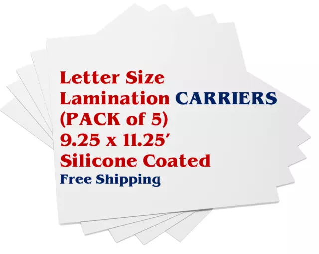 Lamination Carrier Sleeve for Laminator Pouches 5 PK LETTER Size Silicone Coated