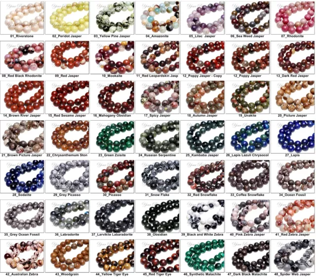 Wholesale Lot Natural Gemstone Round Spacer Loose Beads 4mm 6mm 8mm 10mm 12mm L1