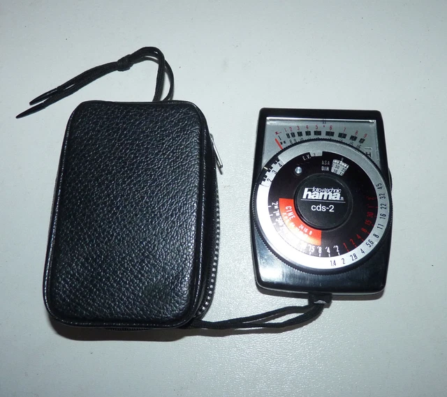 Posemètre d'appareil photo vintage avec étui en cuir rouge