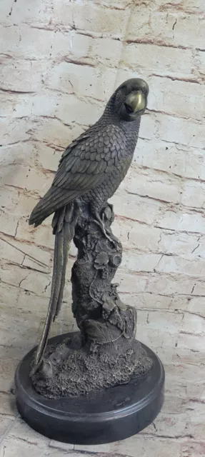 Collectible Decorated Old Handwork Bronze Carving Parrot Sculpture Figurine